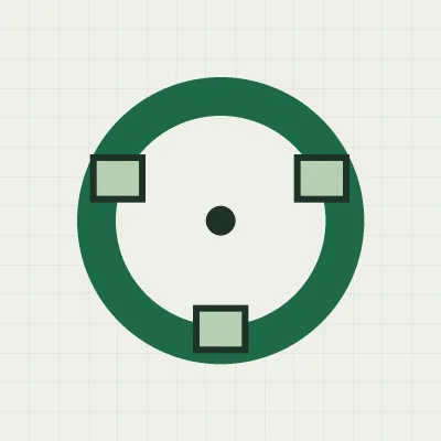 Ciclo de aprendizaje. Composición geométrica en verde y papel claro.