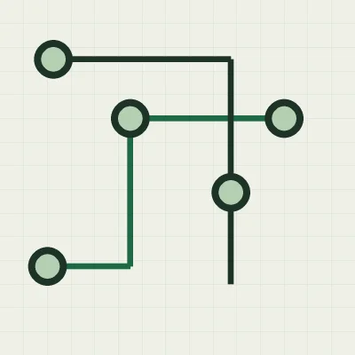 Mapa de lecturas. Composición geométrica en verde y papel claro.